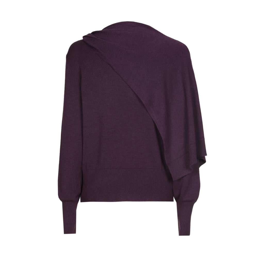 Elegante pull met strik- en schouderdetail - Plum