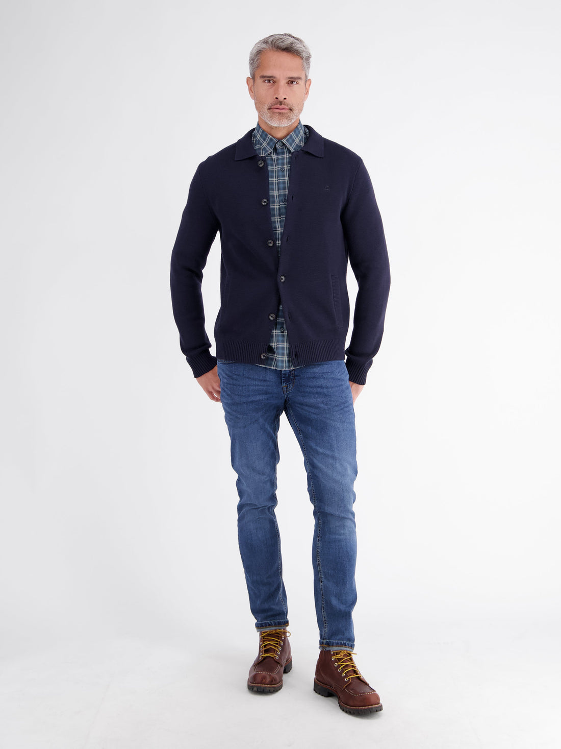 LERROS geruit herenhemd in Classic Navy - foto 5