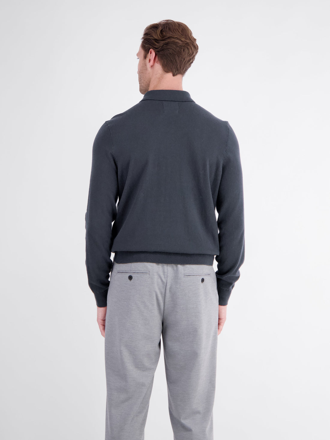 LERROS gebreide polo met lange mouwen in Classic Navy - foto 2