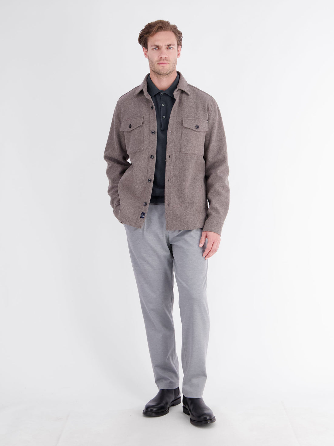 LERROS gebreide polo met lange mouwen in Classic Navy - foto 5