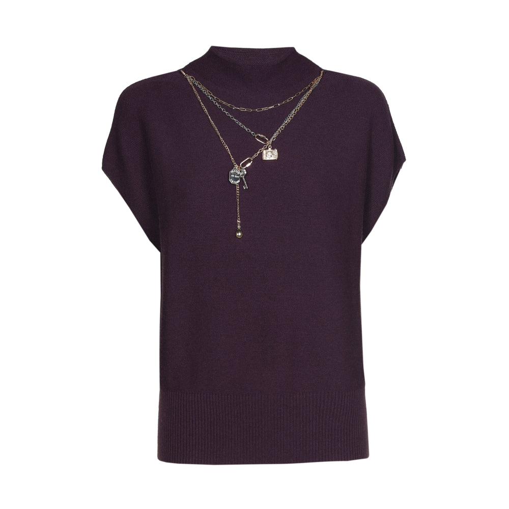 Pull met ketting detail - Plum
