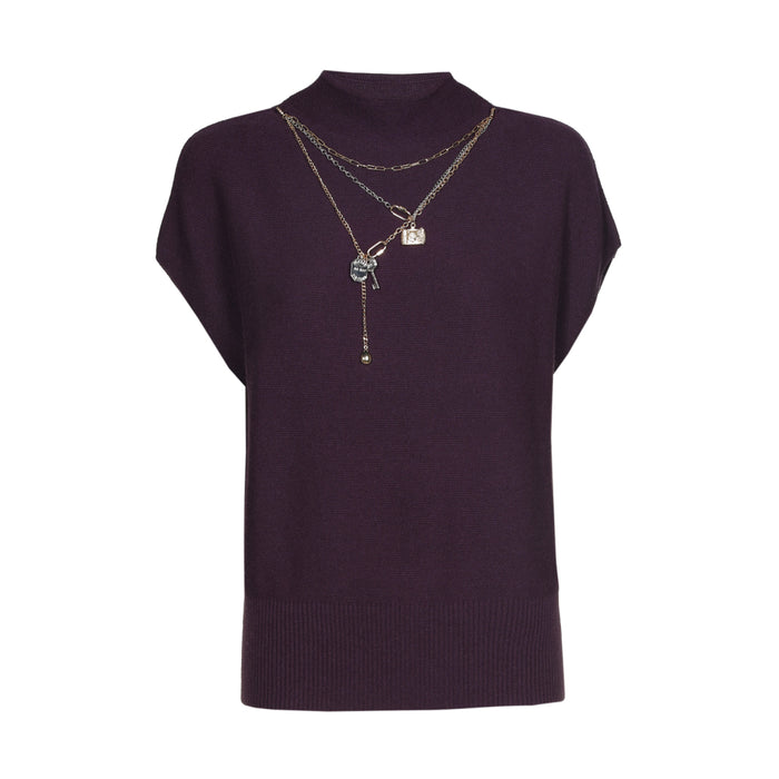 Pull met ketting detail - Plum