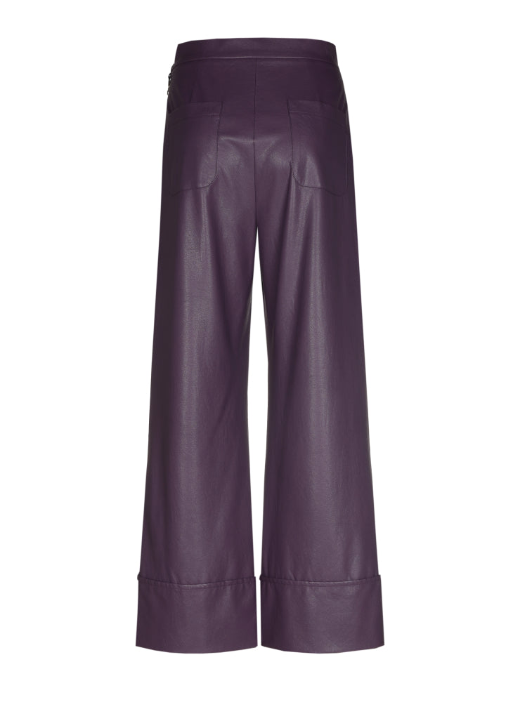 7/8-broek in vegan leather - Plum