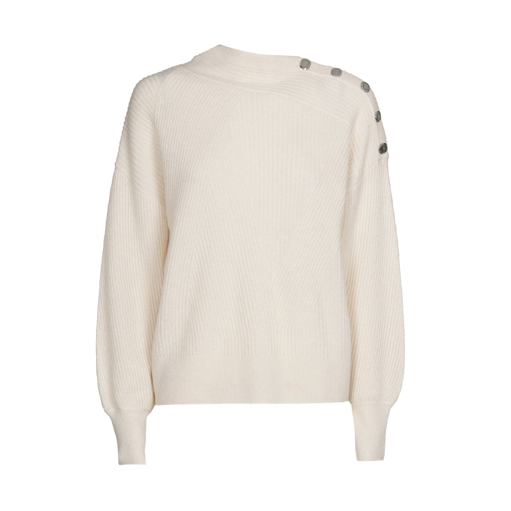Losvallende pull met schoudereffect - Cream