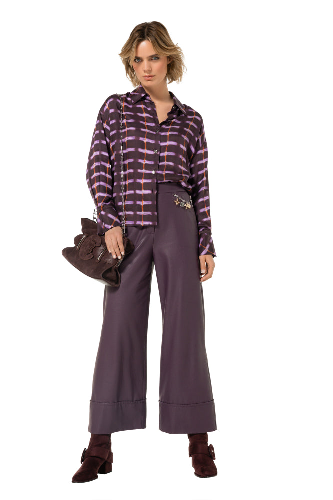 7/8-broek in vegan leather - Plum
