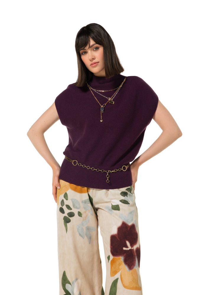 Pull met ketting detail - Plum