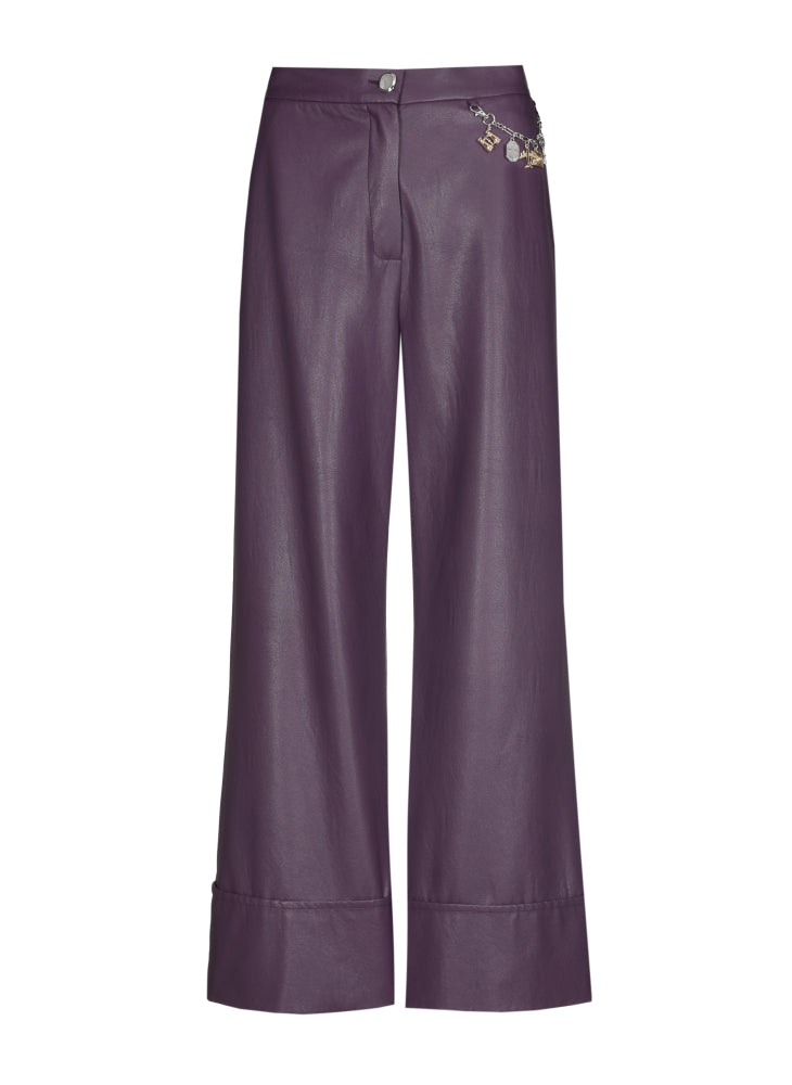 7/8-broek in vegan leather - Plum