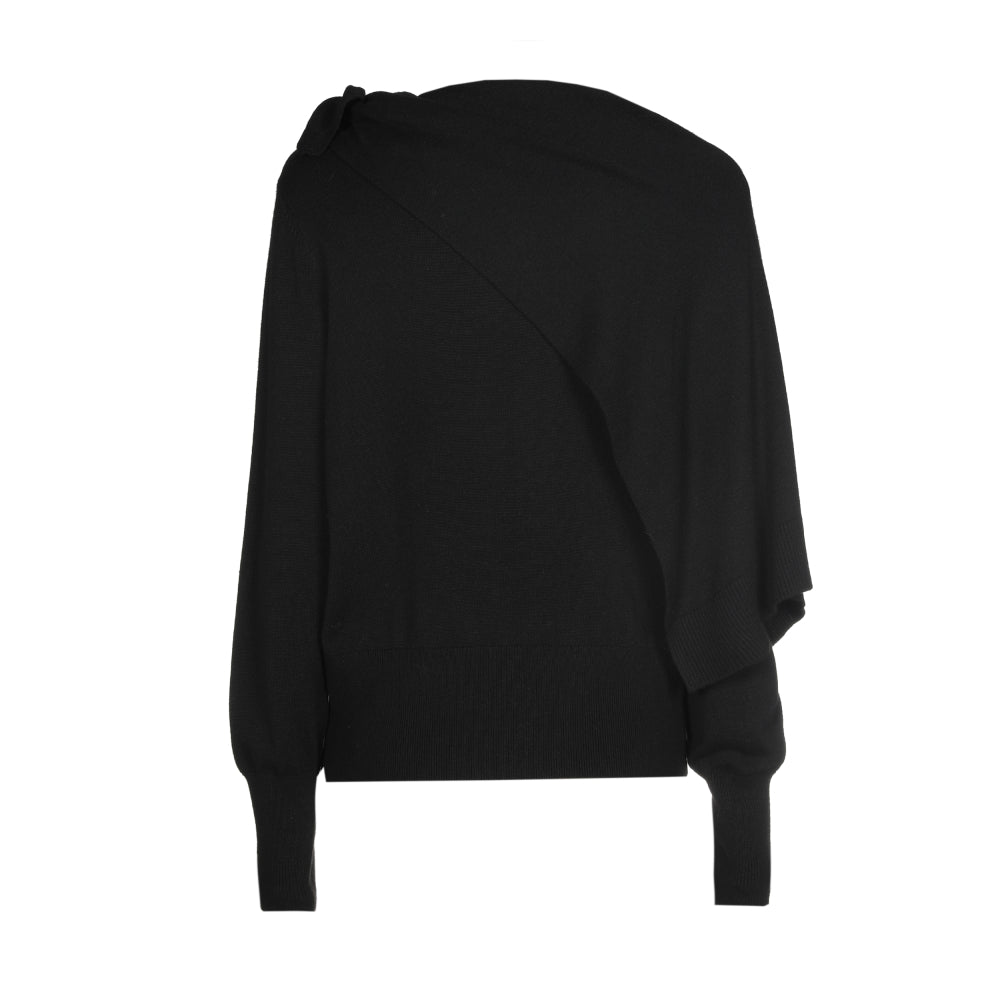 Elegante pull met strik- en schouderdetail - Black