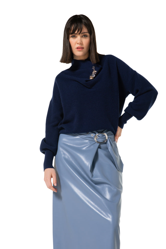Elegante pull met kraagdetail - Navy