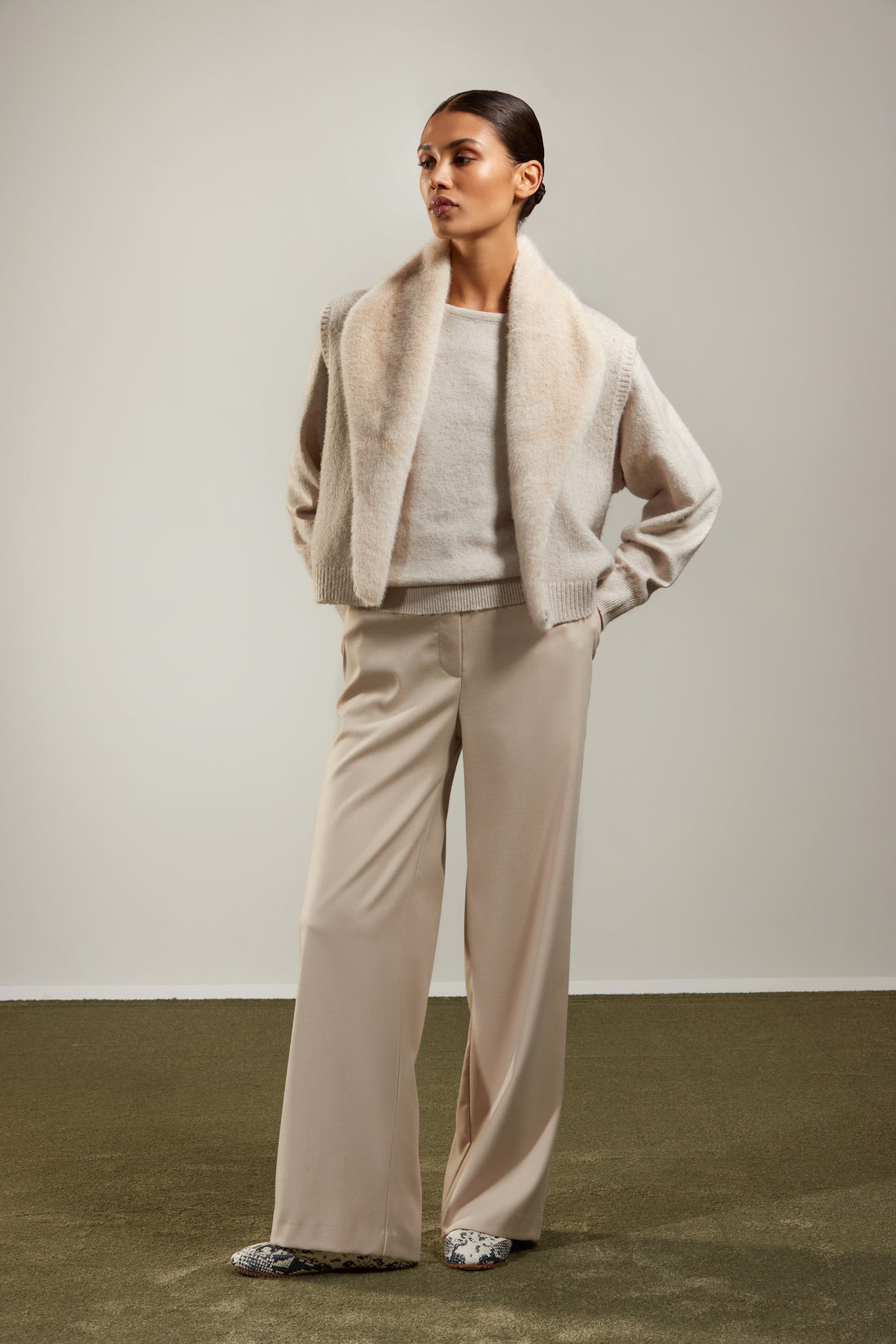 ATMOS SENZE damesset met pull en gilet - Beige
