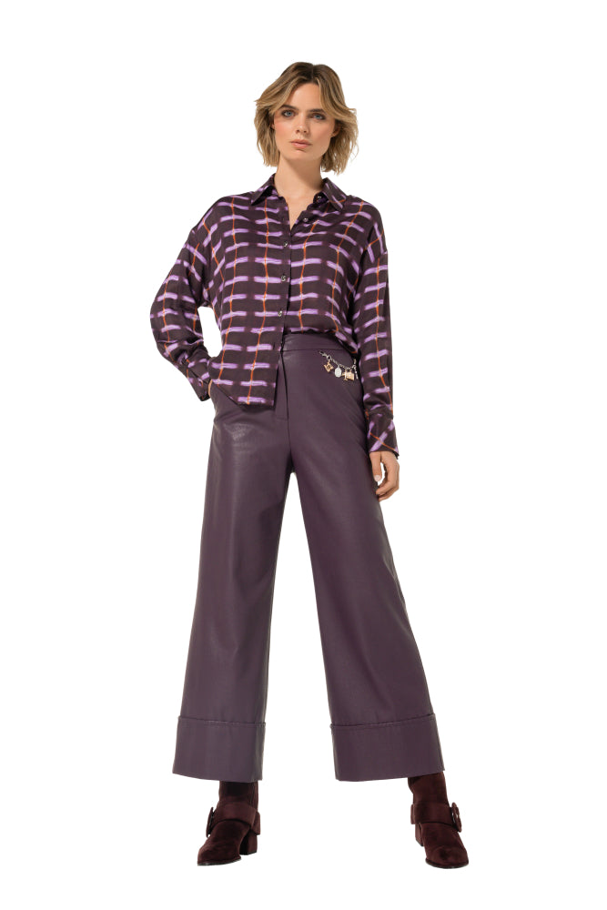 7/8-broek in vegan leather - Plum