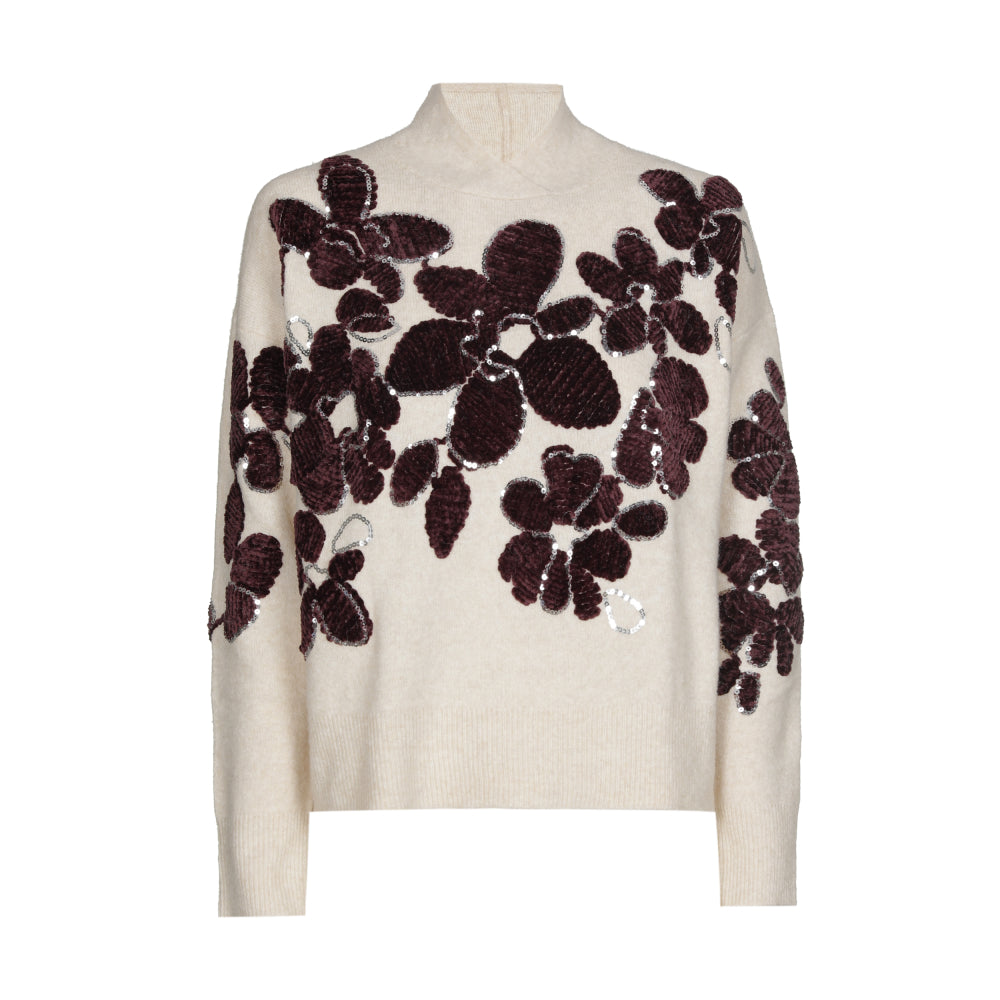 Cozy pull met bloemdetail en pailletten - Multi Color