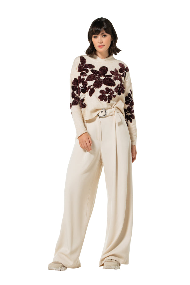 Cozy pull met bloemdetail en pailletten - Multi Color