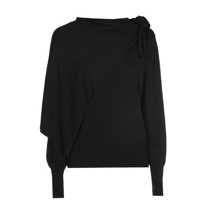 Elegante pull met strik- en schouderdetail - Black