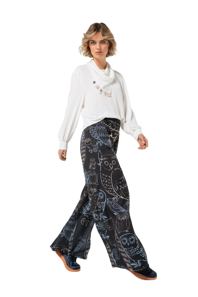 Soepele blouse met kraageffect - Cream