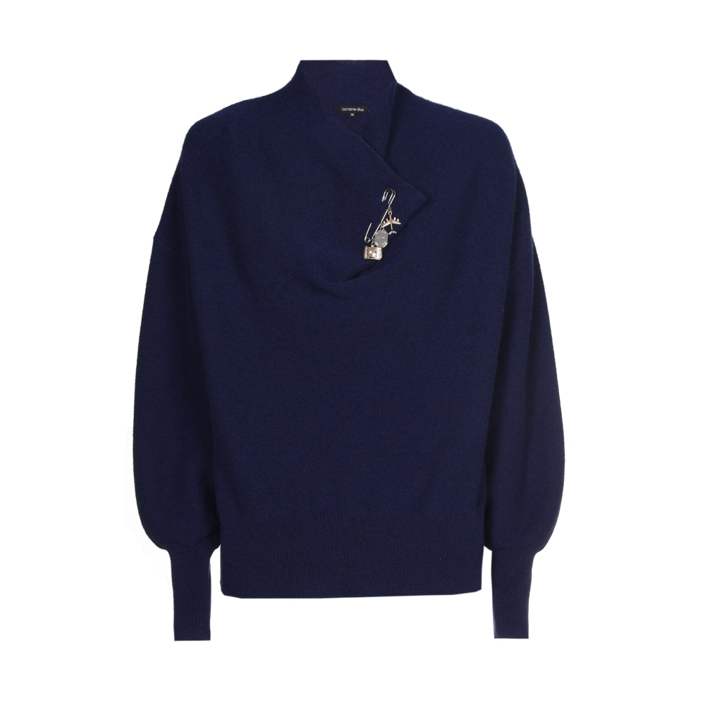 Elegante pull met kraagdetail - Navy