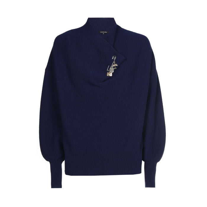 Elegante pull met kraagdetail - Navy