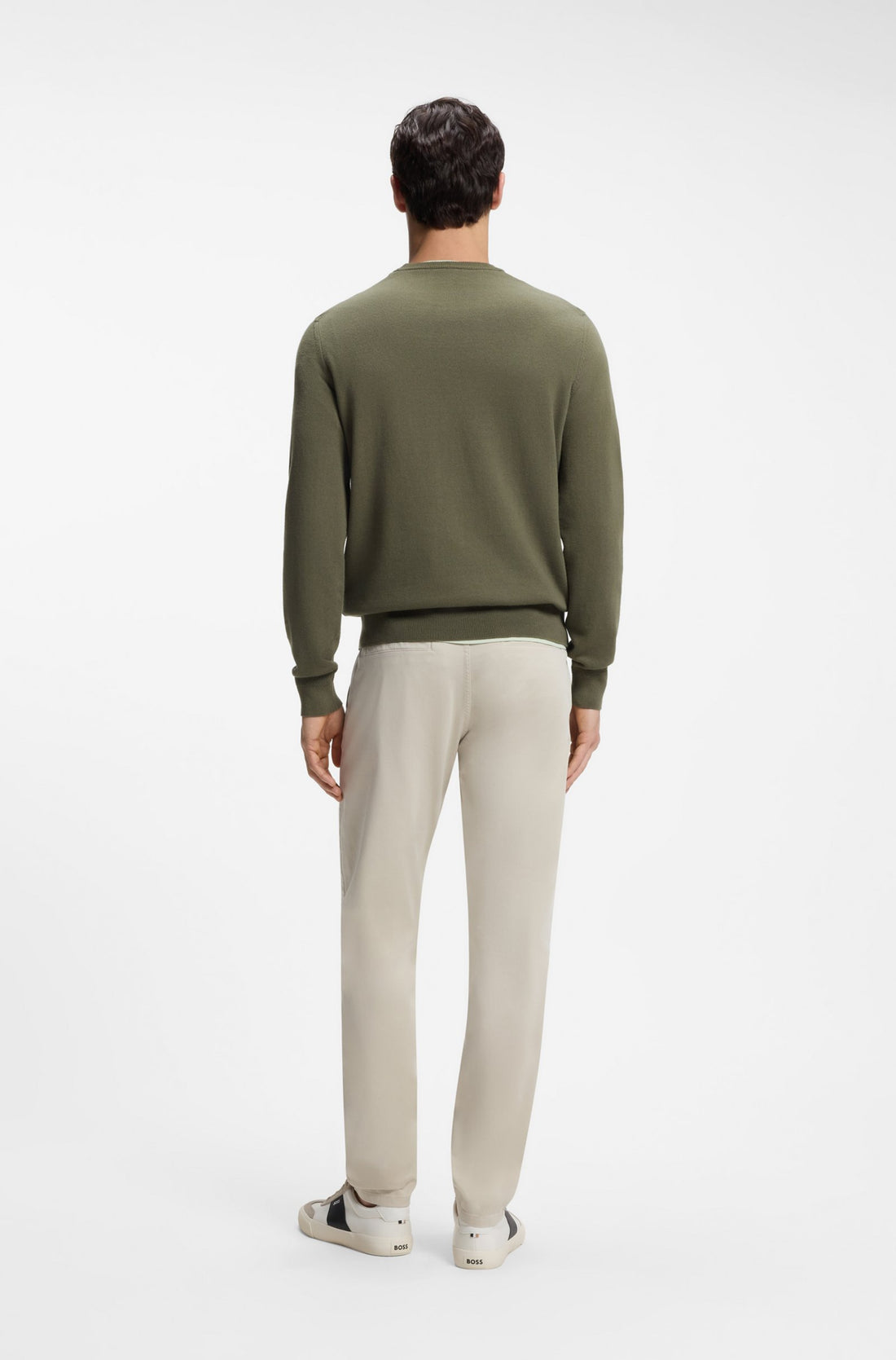 HUGO BOSS Kanovano herenpull Bright Green - model achterzijde