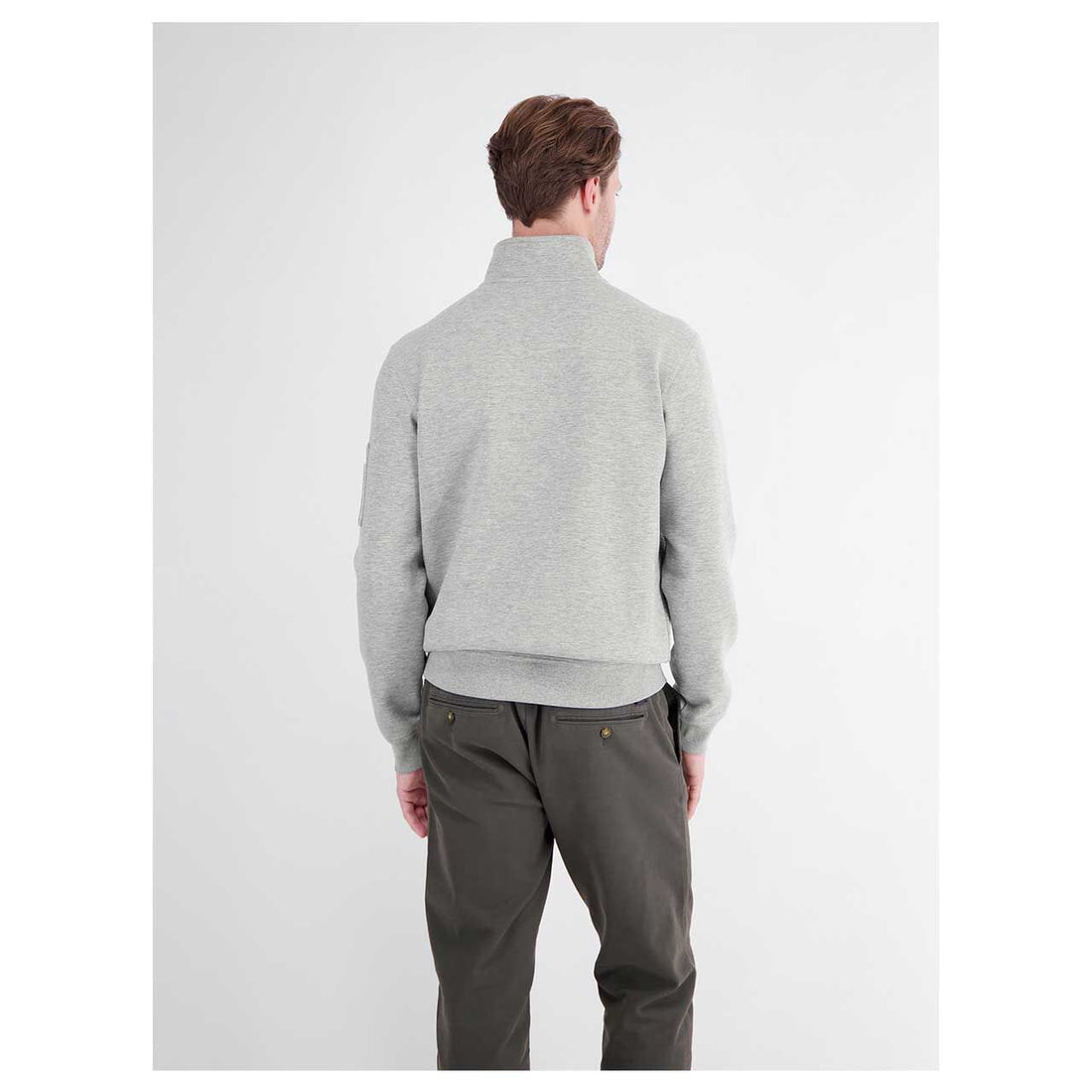 LERROS sweatshirt met troyerkraag Platinum Grey - gedragen achterzijde
