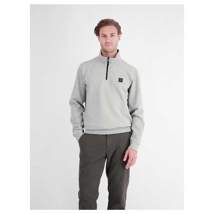 LERROS sweatshirt met troyerkraag Platinum Grey - gedragen voorzijde