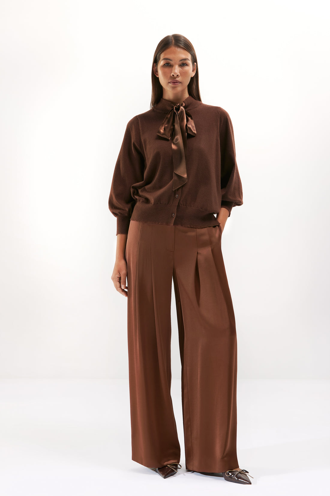 Senso REYHAN damescardigan met satijnen strik - volledige outfit